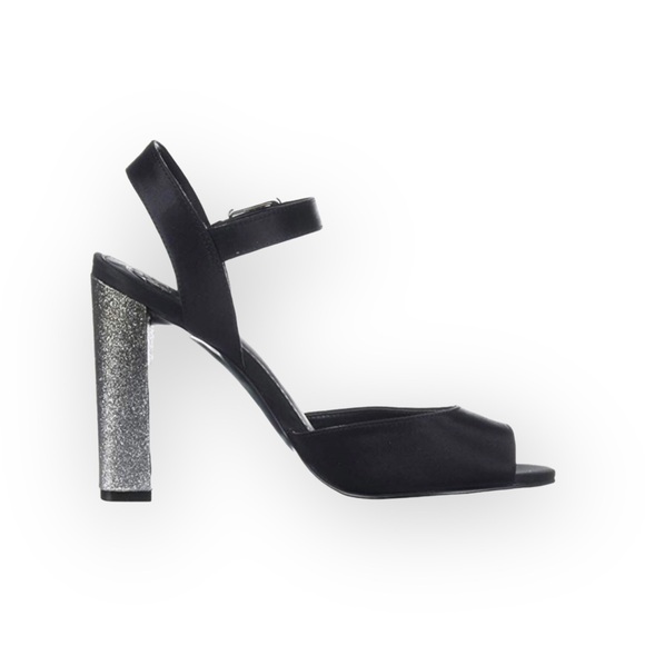 new Guess ☀︎︎ Glitter Heel Heeled Ankle Wrap Sandals ☀︎︎ Peep Toe ☀︎Black 9.5M - Picture 3 of 16